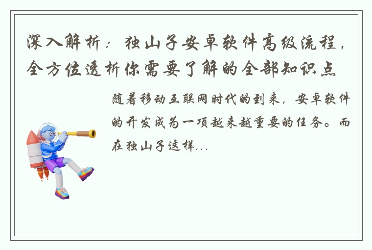 深入解析：独山子安卓软件高级流程，全方位透析你需要了解的全部知识点